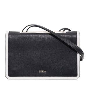 Furla Black leather shoulder bag purse 2-tone